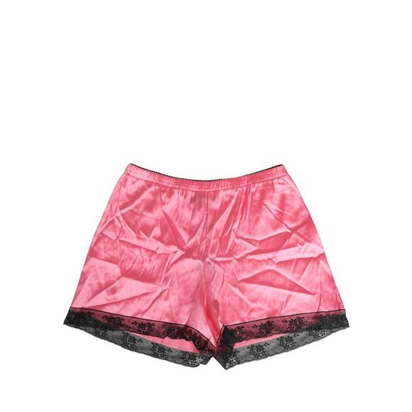 Dolce & Gabbana Pink Silk Satin Lace Trim Pajama Shorts Women's Sleepwear
